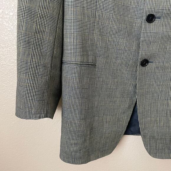 Ermenegildo Zegna Blazer Mens IT 54 US 44 Soft Plaid Linen Wool Mohair Preppy - Picture 5 of 15